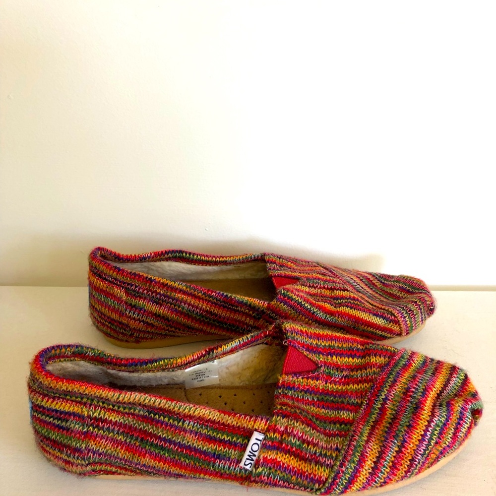 Toms - multi-color knit moccasins. Like new!